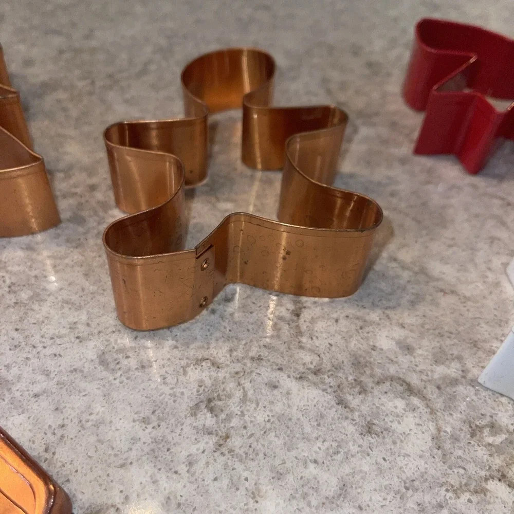 Vintage Aluminum Metal Copper Cookie Cutters Christmas Decor Lot Of 9